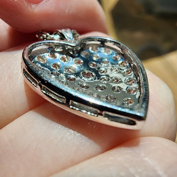Stunning Vintage 14k White Gold 1.85ctw Diamond Heart Pendant + 16in Rope Chain - Picture 8 of 12